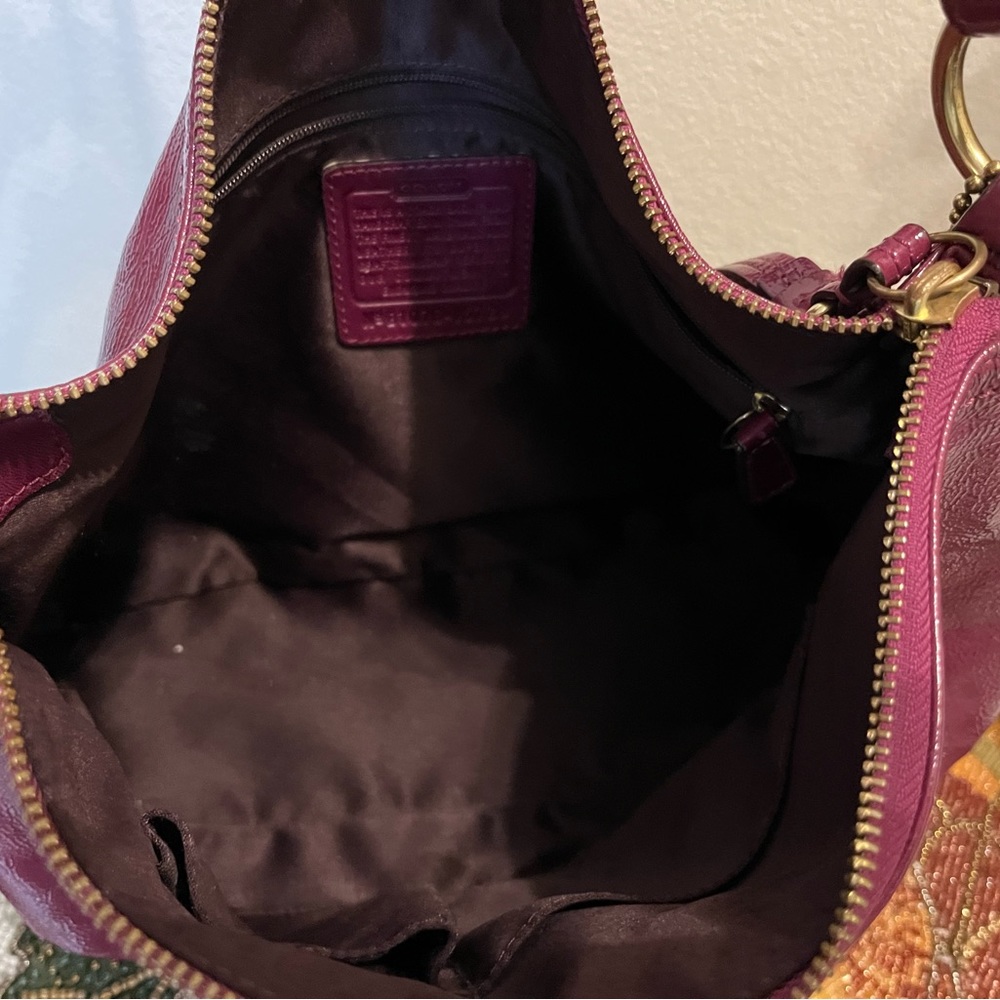 Coach purple patent leather satchel with gold toned hardware. NWOT - Picture 9 of 12